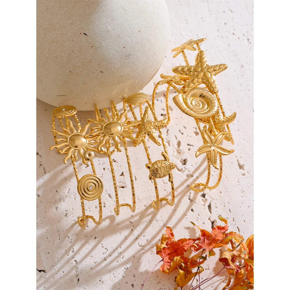 Sun & Star Bangle Bracelet