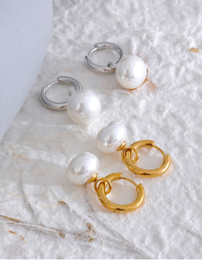 Elegant Pearl Hoop Earrings