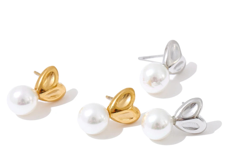 Pearl Heart Studs