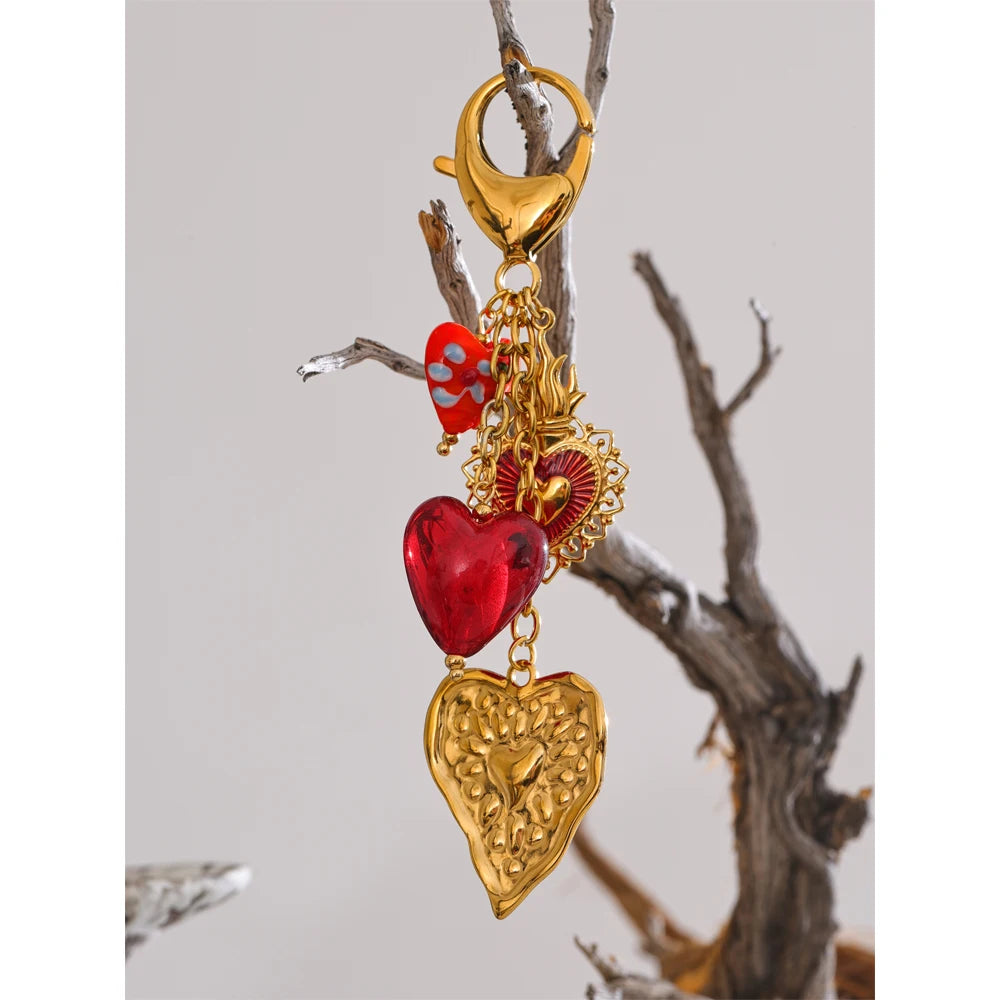 Sweet Romantic Heart Pendant Keychain