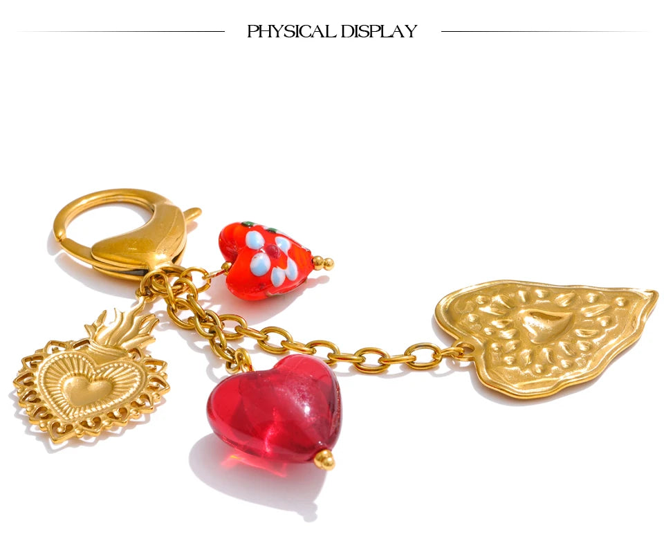 Sweet Romantic Heart Pendant Keychain