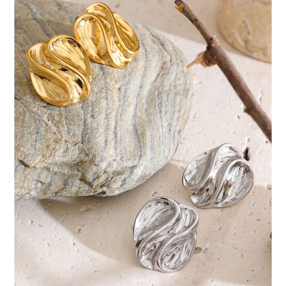 Elegant Sculpted Gold Earrings