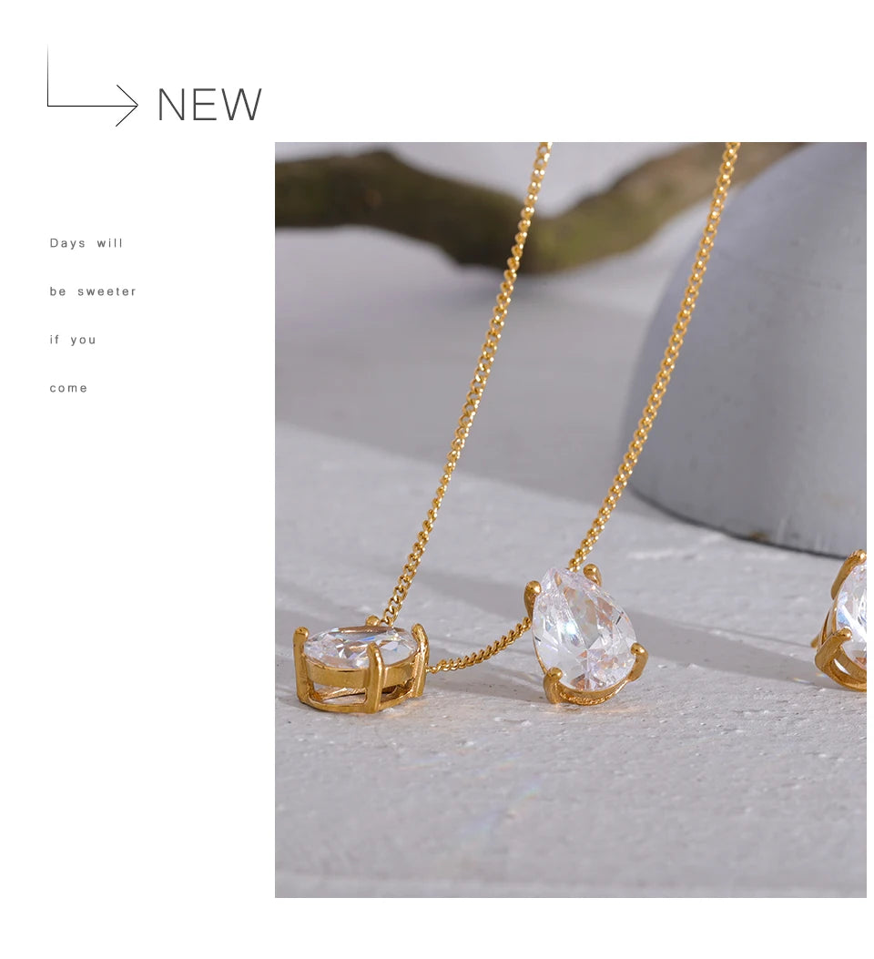 Pear Crystal Necklace