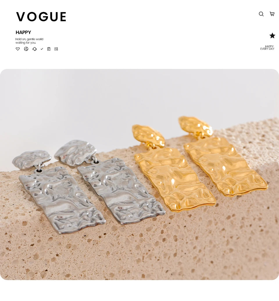Textured Rectangle Drop Earrings