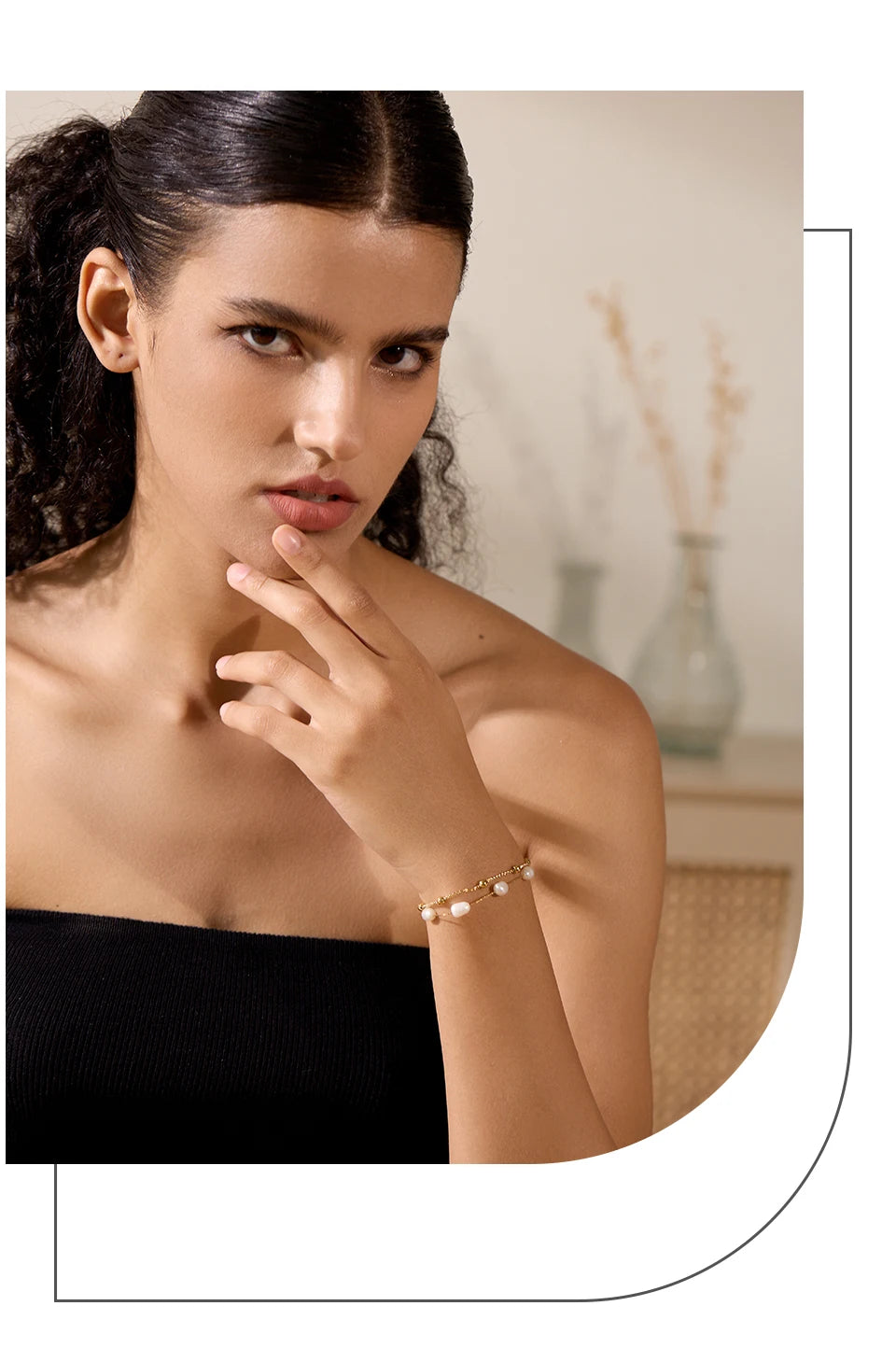 Gold & Pearl Chain Bracelet