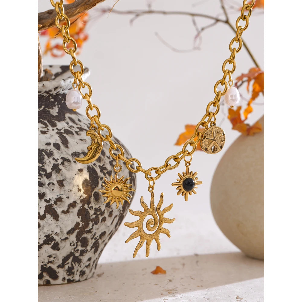 Radiant Sun Charm Necklace