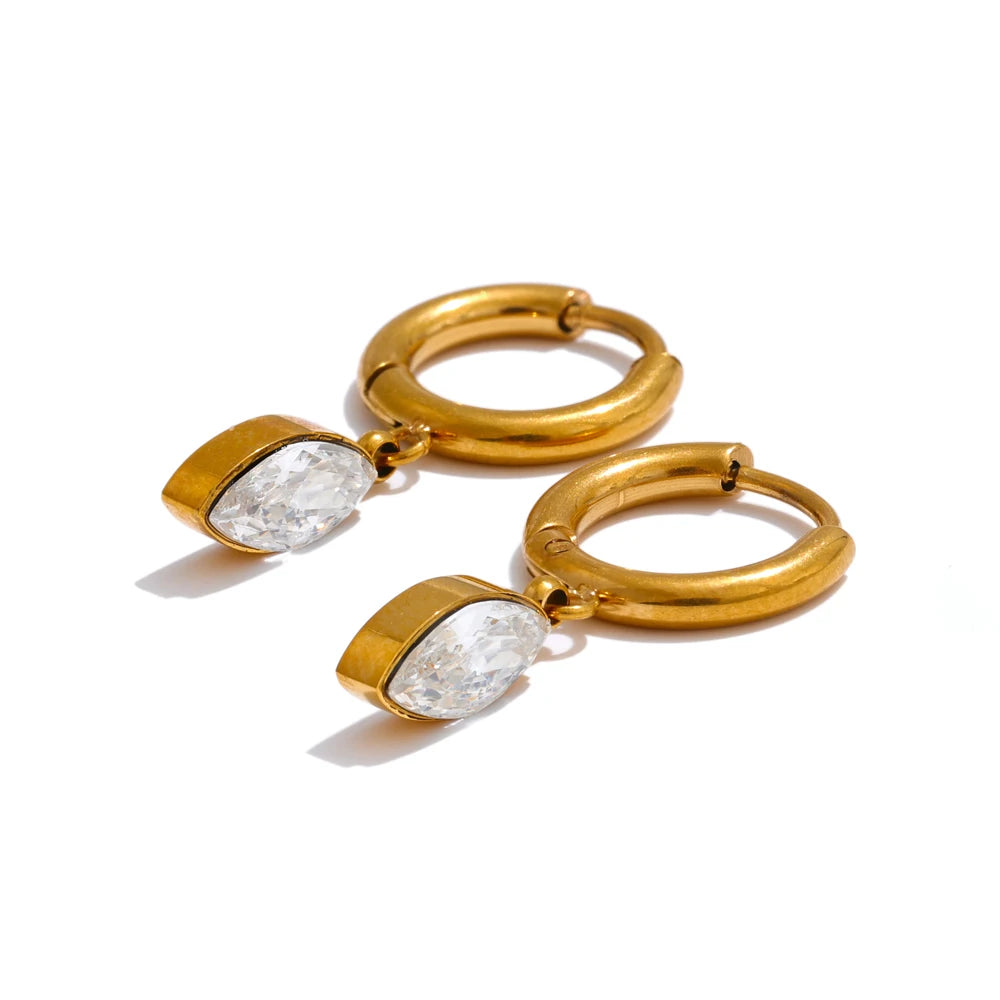 Crystal Drop Hoop Earrings
