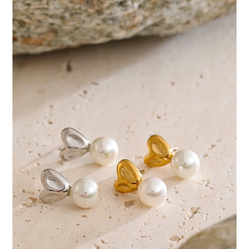 Pearl Heart Studs