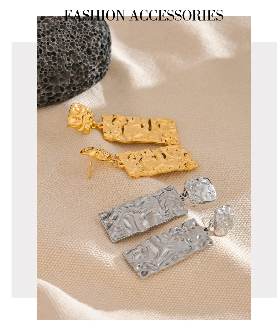 Textured Rectangle Drop Earrings